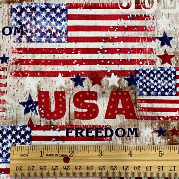 3.67 YD Patriotic Fabric Red White Blue Happy Fourth July Freedom Cotton Flag - Picture 4 of 7